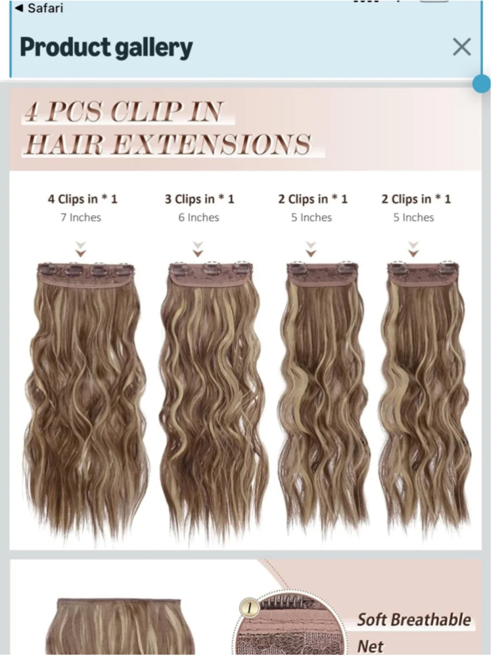 FESHFEN Clip in Hair Extensions 4 PCS Light Brown with Highlights 20”